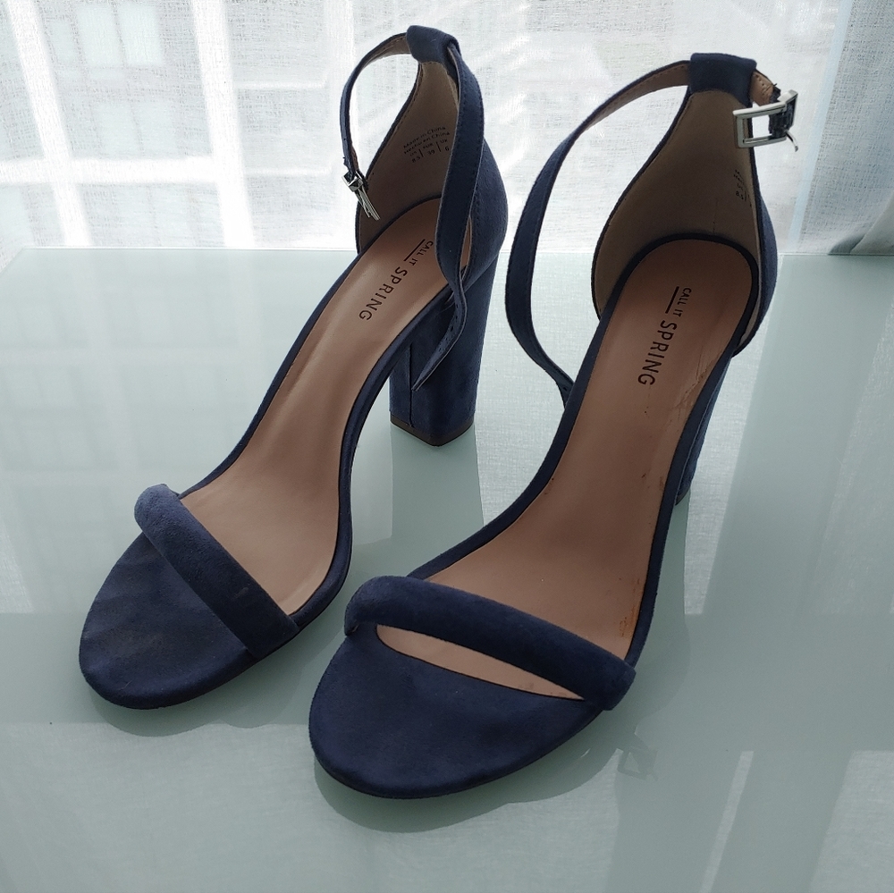 Call it Spring navy blue block heel